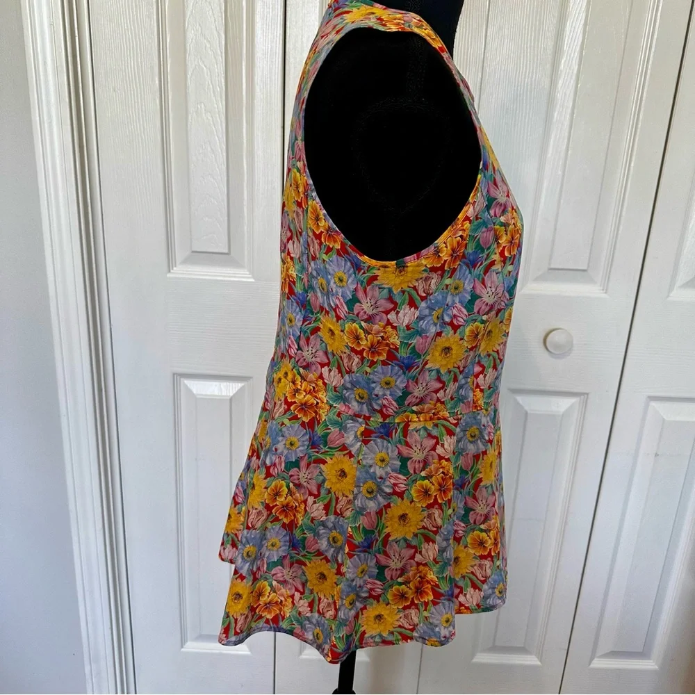 ANTONIO MELANI Floral Sleeveless Peplum Top - Size Medium Multicolor - Picture 3 of 10